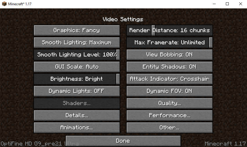 Shaders button not working