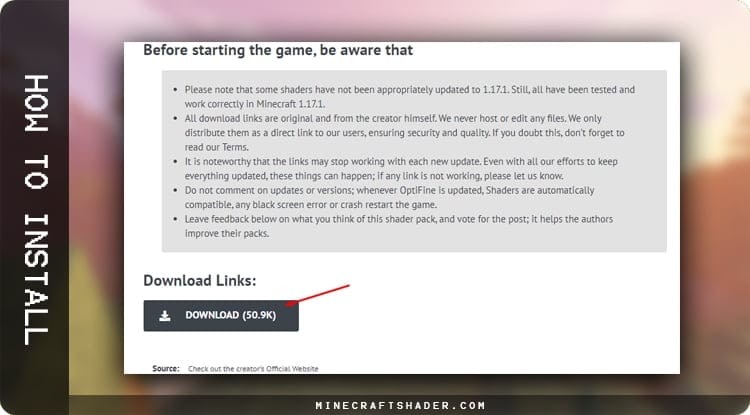 Downloading Shaders for Minecraft