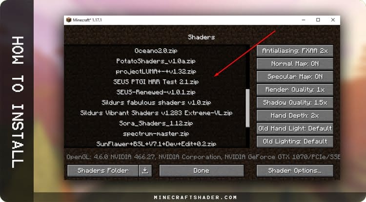 shaders options